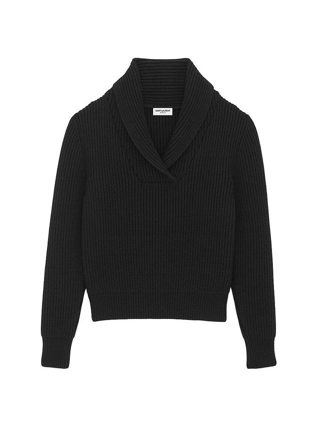 Mens Shawlneck Sweater In Ribbed Wool Product Image