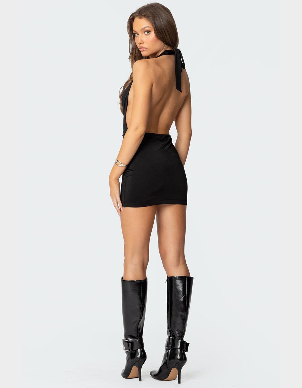 EDIKTED Backless Cowl Neck Mini Dress Product Image