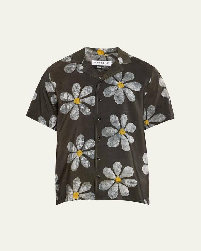 Mens Alek Hand-Batik Floral Camp Shirt Product Image