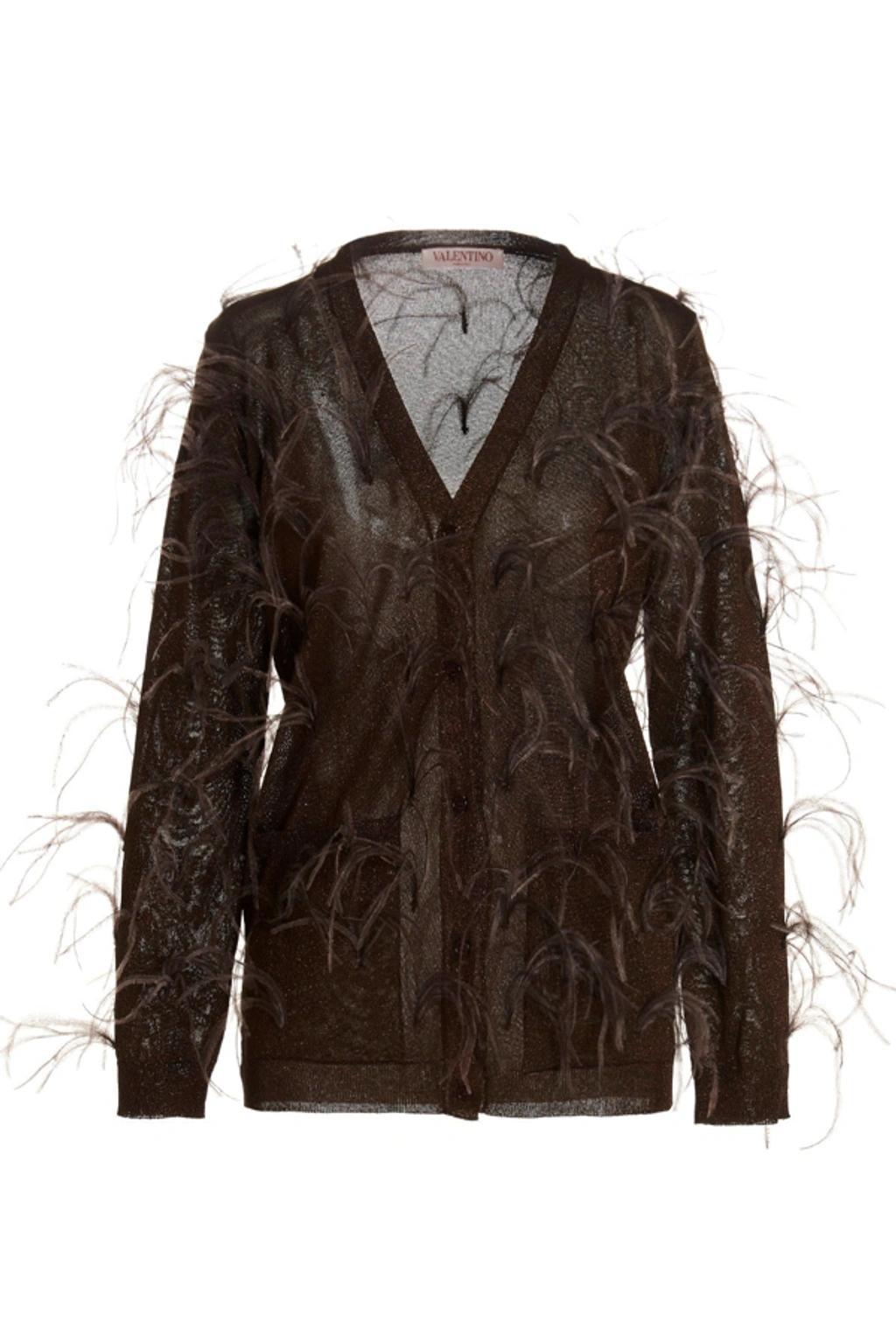 Dark Brown Piuma Lurex Cardigan Product Image