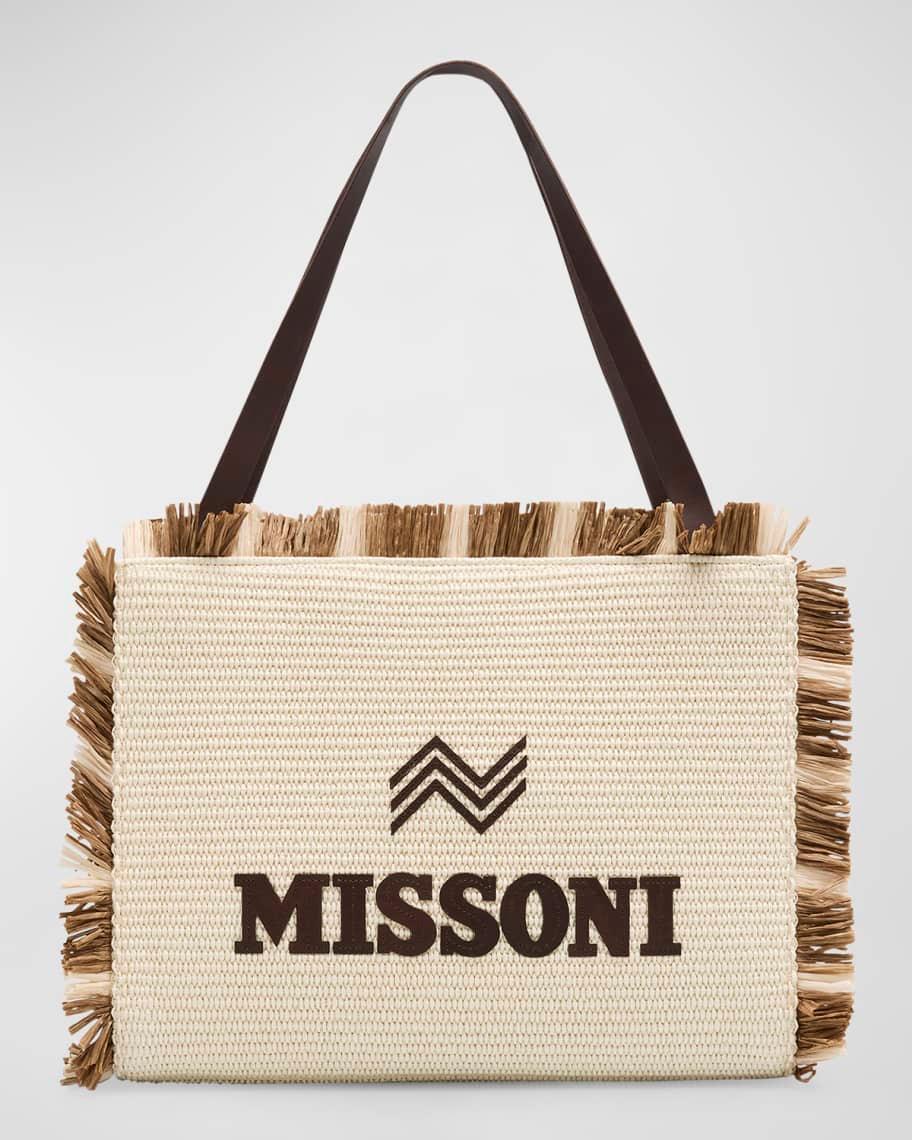 Medium Fringe Logo Straw Tote Bag Product Image