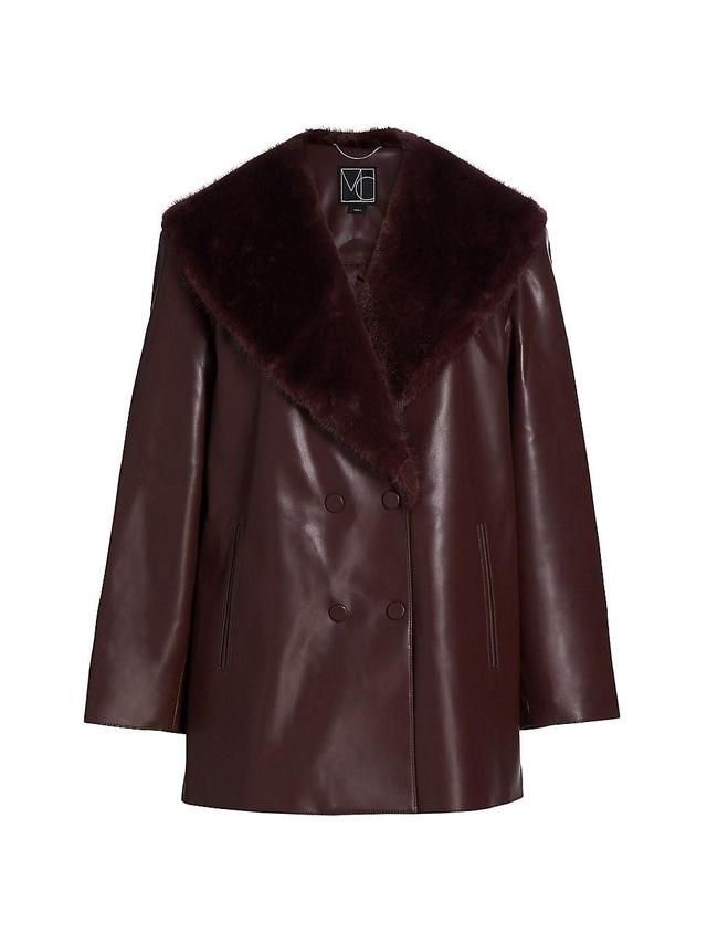 Womens Faux Fur Faux Leather Jacket Product Image