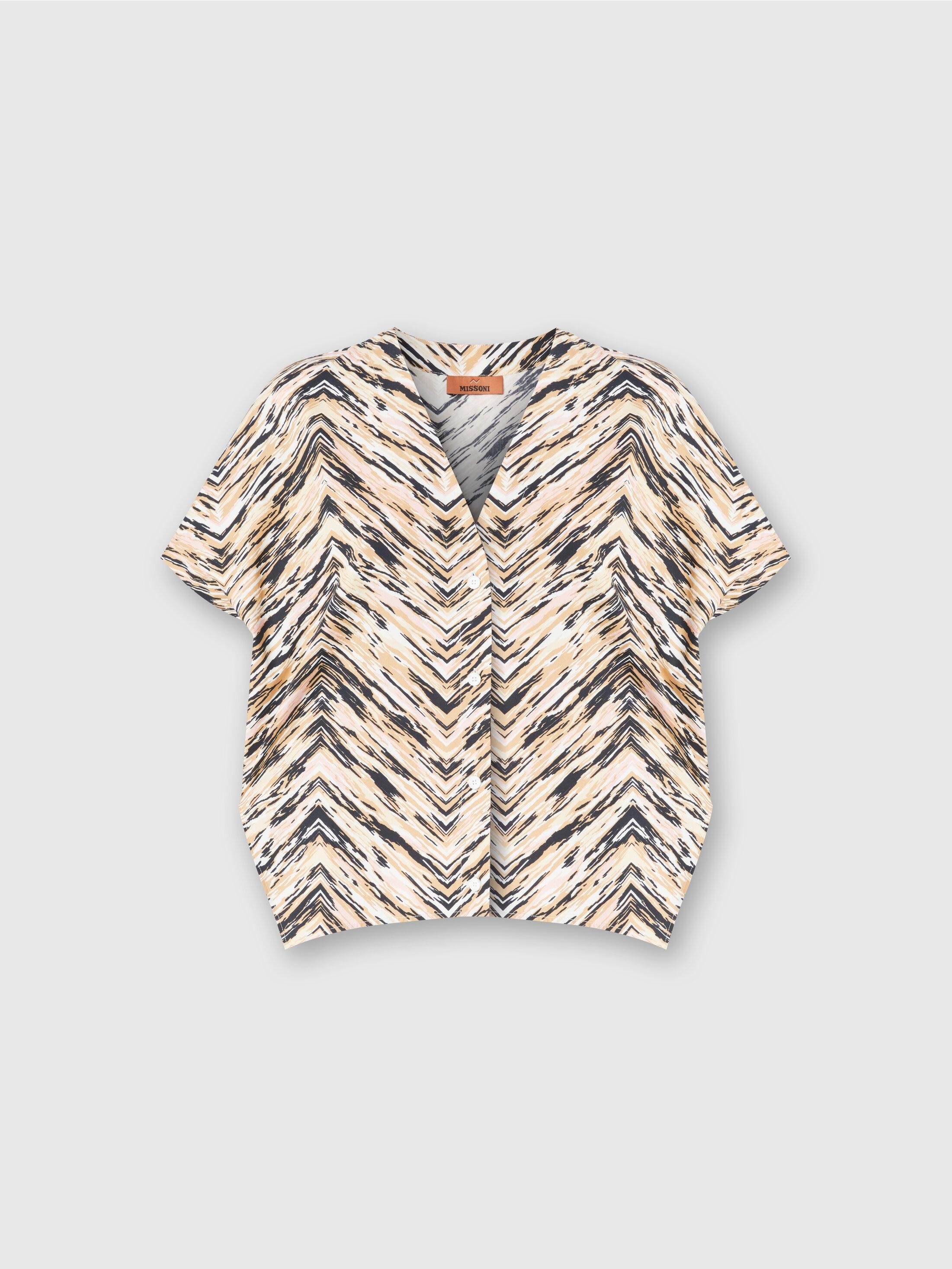 Animal print zig zag cotton poplin blouse Product Image