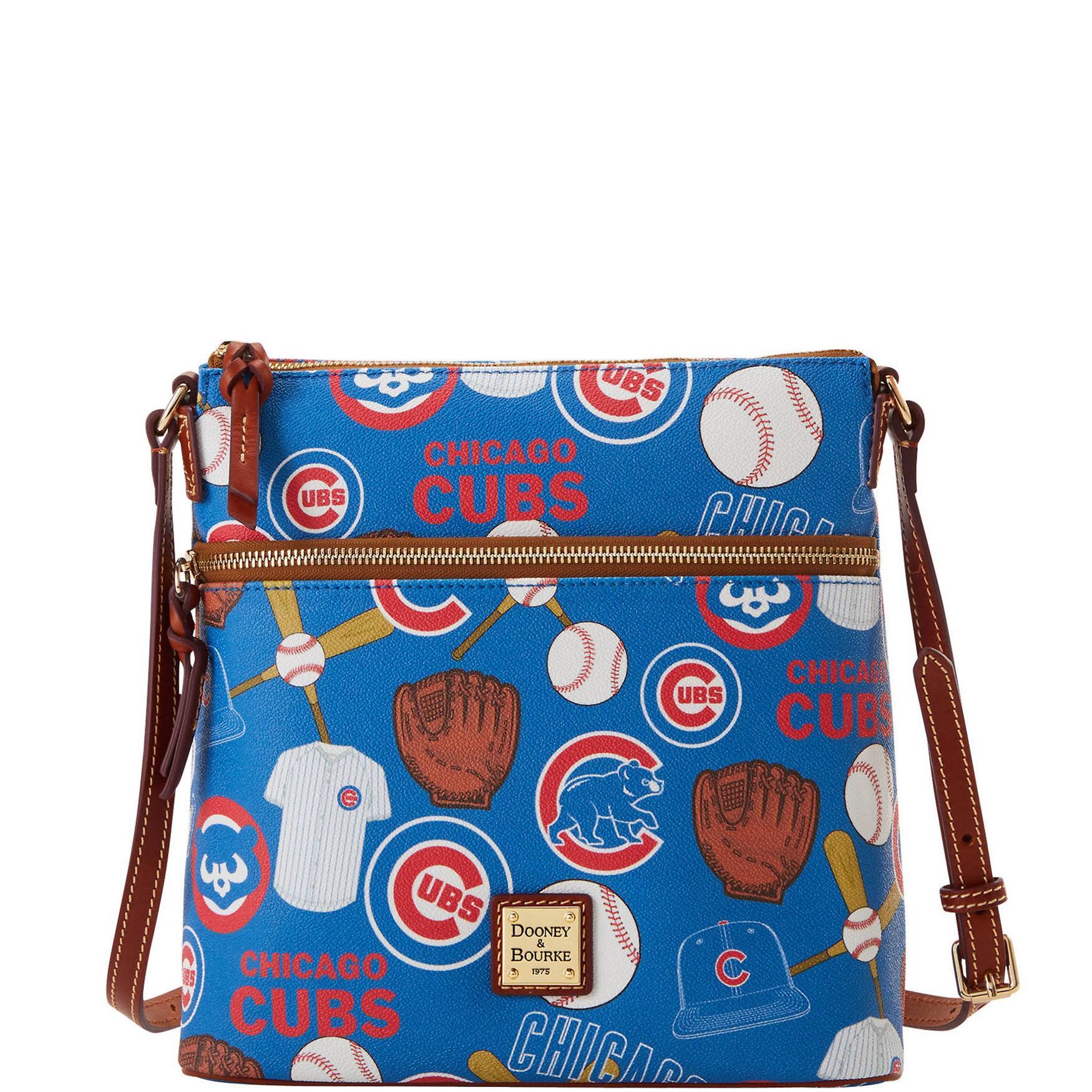 Dooney & Bourke Womens MLB Cubs Crossbody Coated Cotton Shoulder Bag in Blue Product Image