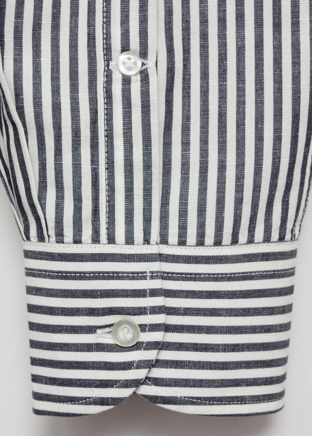 MANGO MAN - Regular-fit striped cotton-linen shirt charcoalMen Product Image