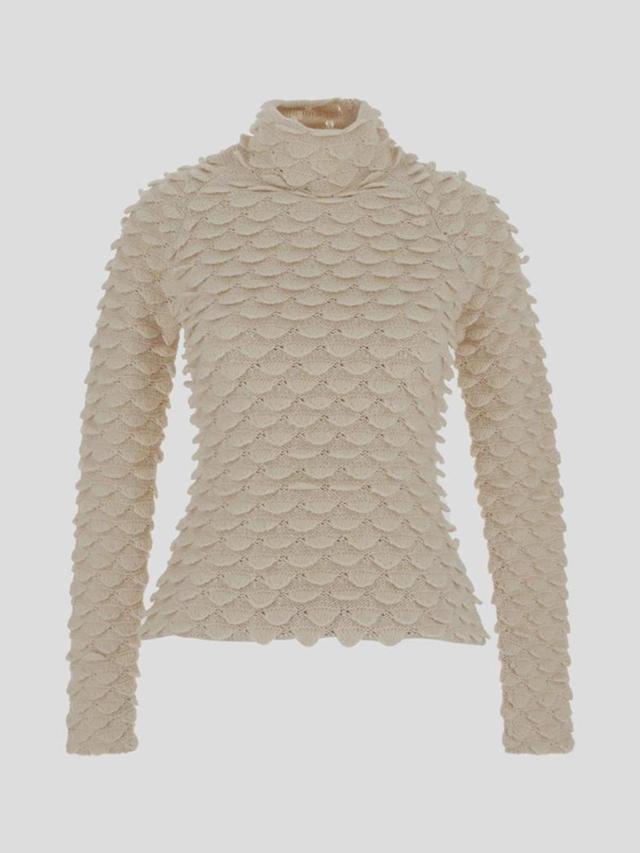 Fish Scale Wool Sweater In Beige Product Image