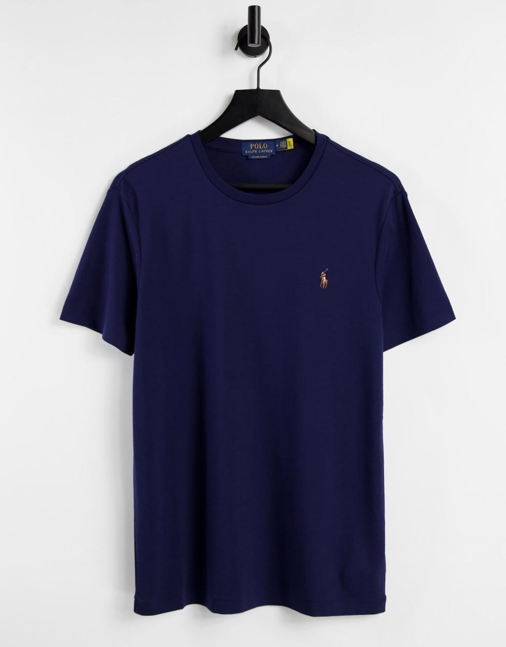 Polo Ralph Lauren multi player logo pima jersey t-shirt in navy Product Image