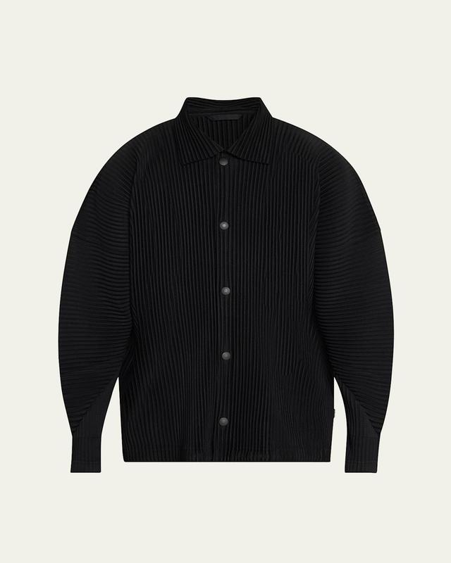 Men's Pleated Snap-Front Overshirt Product Image