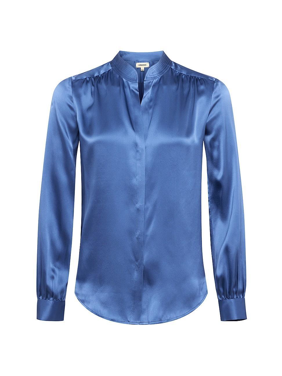 LAgence Bianca Silk Banded Collar Blouse Product Image