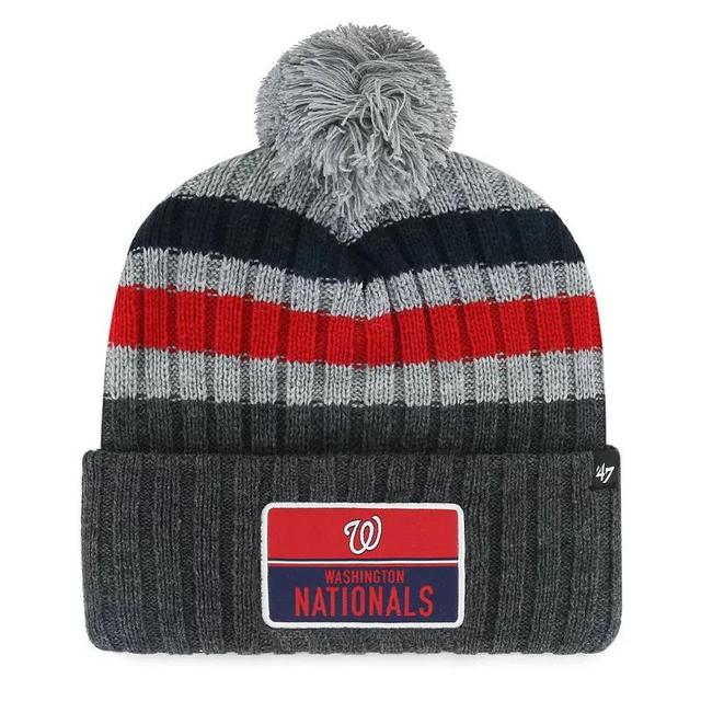 Mens 47 Gray Washington Nationals Stack Cuffed Knit Hat with Pom Product Image