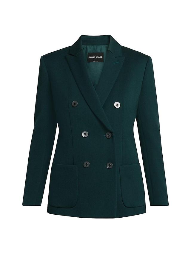 Womens Stretch Wool Double-Breasted Jacket Product Image