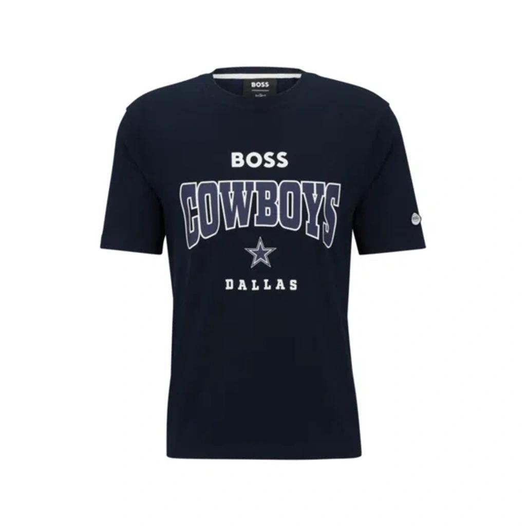 HUGO BOSS Boss X Nfl Stretch-cotton T-shirt With Collaborative Branding In Cowboys Product Image