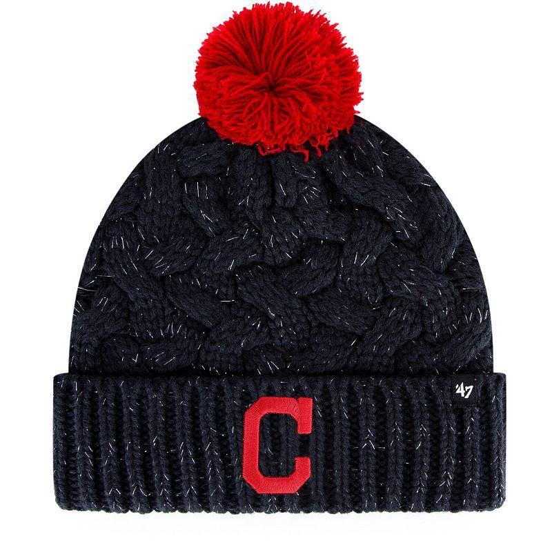 Womens 47 Cleveland Indians Knit Cuffed Hat with Pom, Blue Product Image