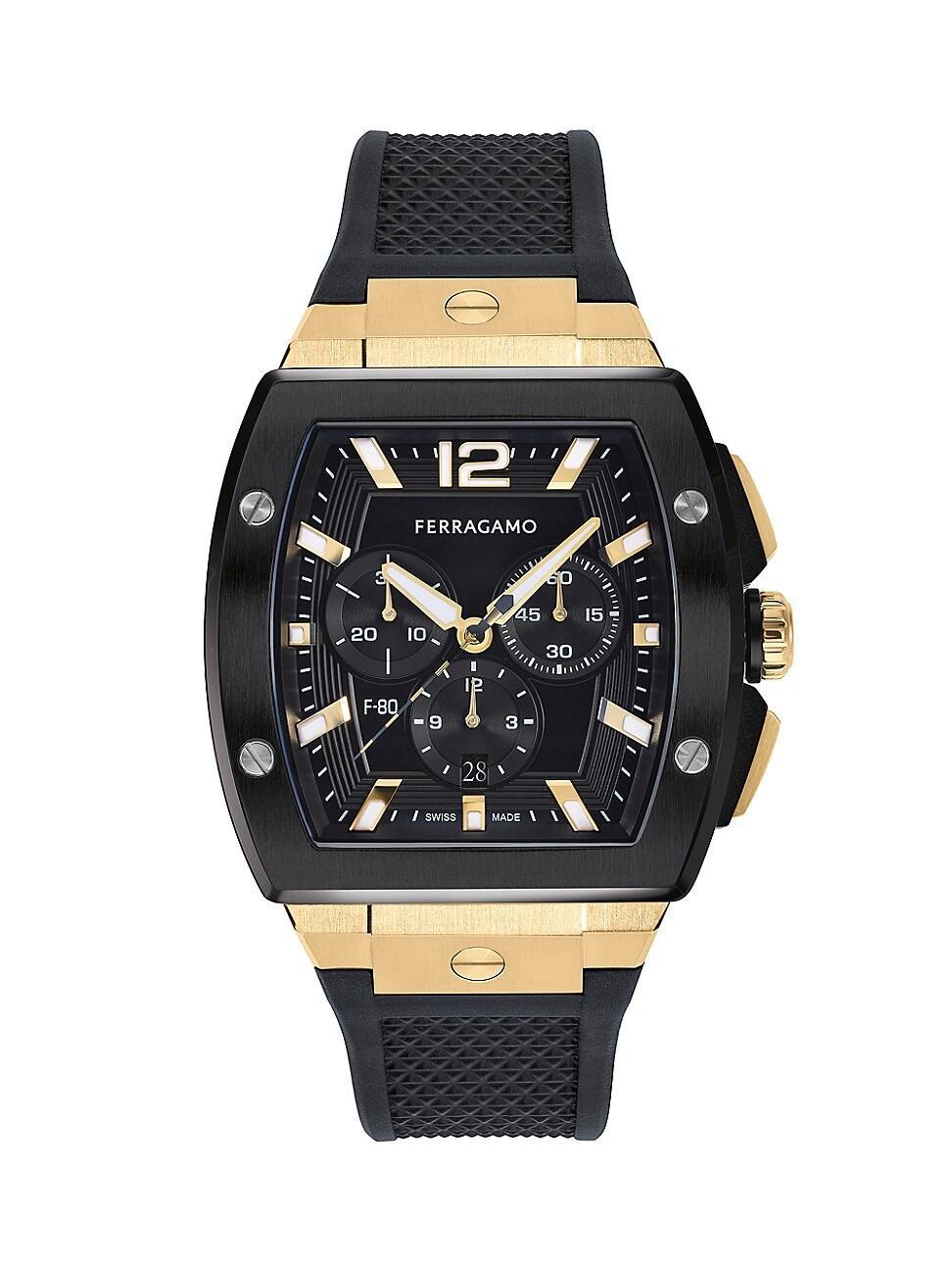 Mens F-80 Tonneau Goldtone Stainless Steel & Silicone Chrono Watch/41.8MM Product Image