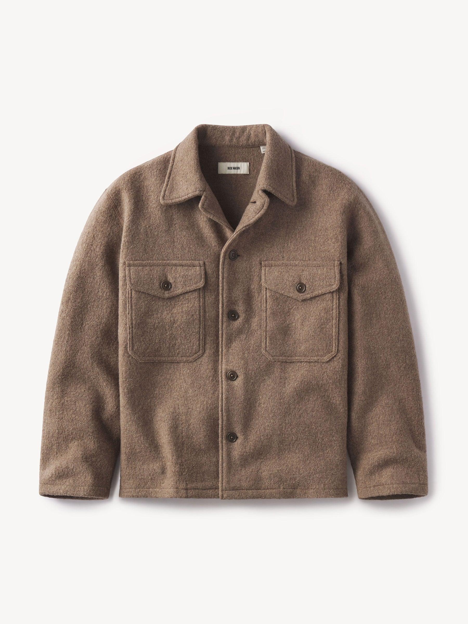 Marled Deep Khaki Felted Field Shirt Product Image