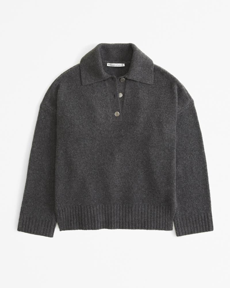 Notch-Neck Collared Sweater Product Image