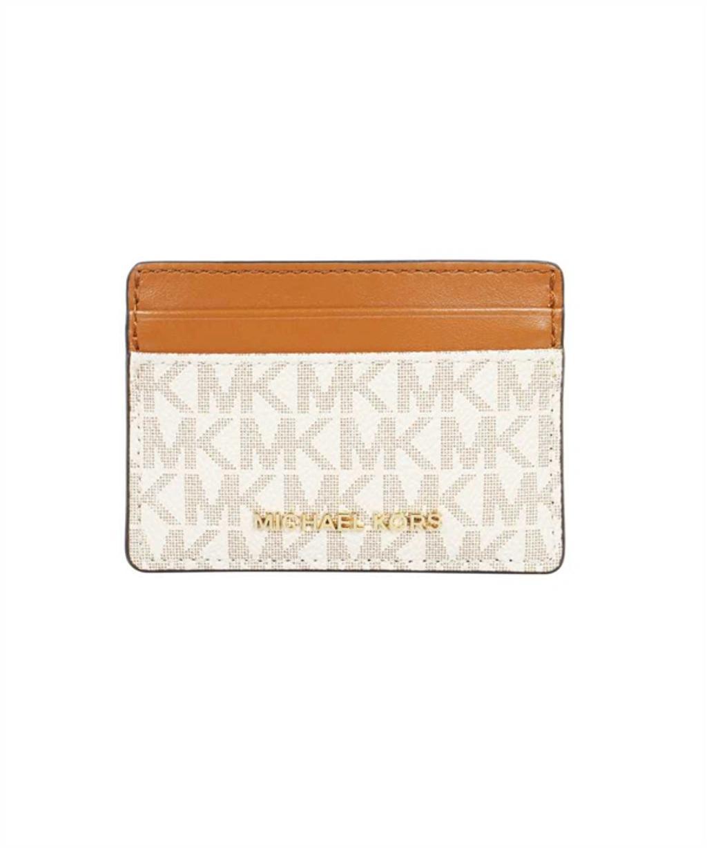 MICHAEL KORS Jet Set Monogram Faux-leather Card Holder In Multicolor Product Image