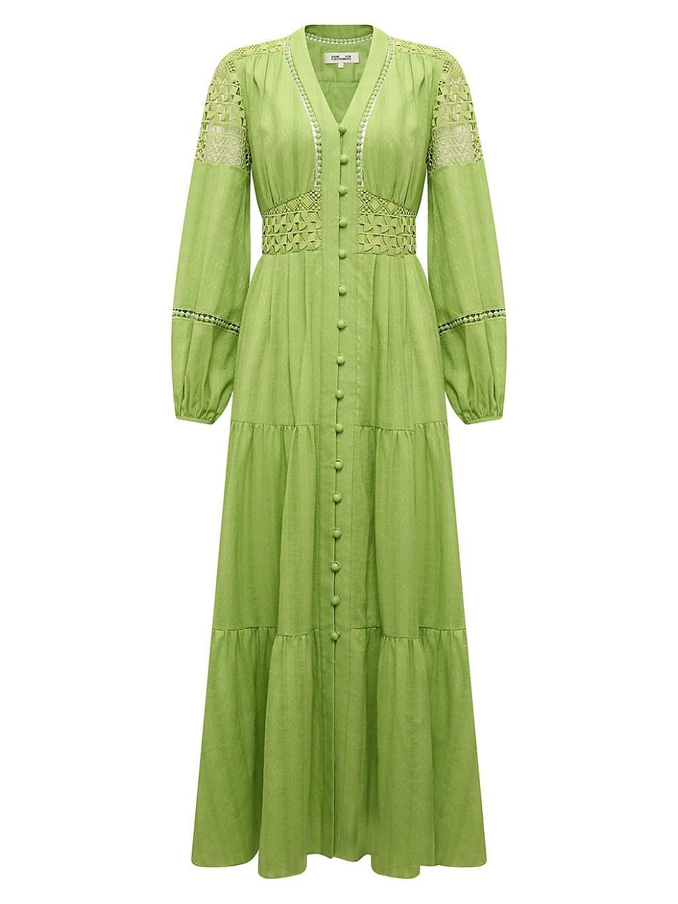 Diane von Furstenberg Gigi Lace Inset Cotton Midi Shirtdress Product Image