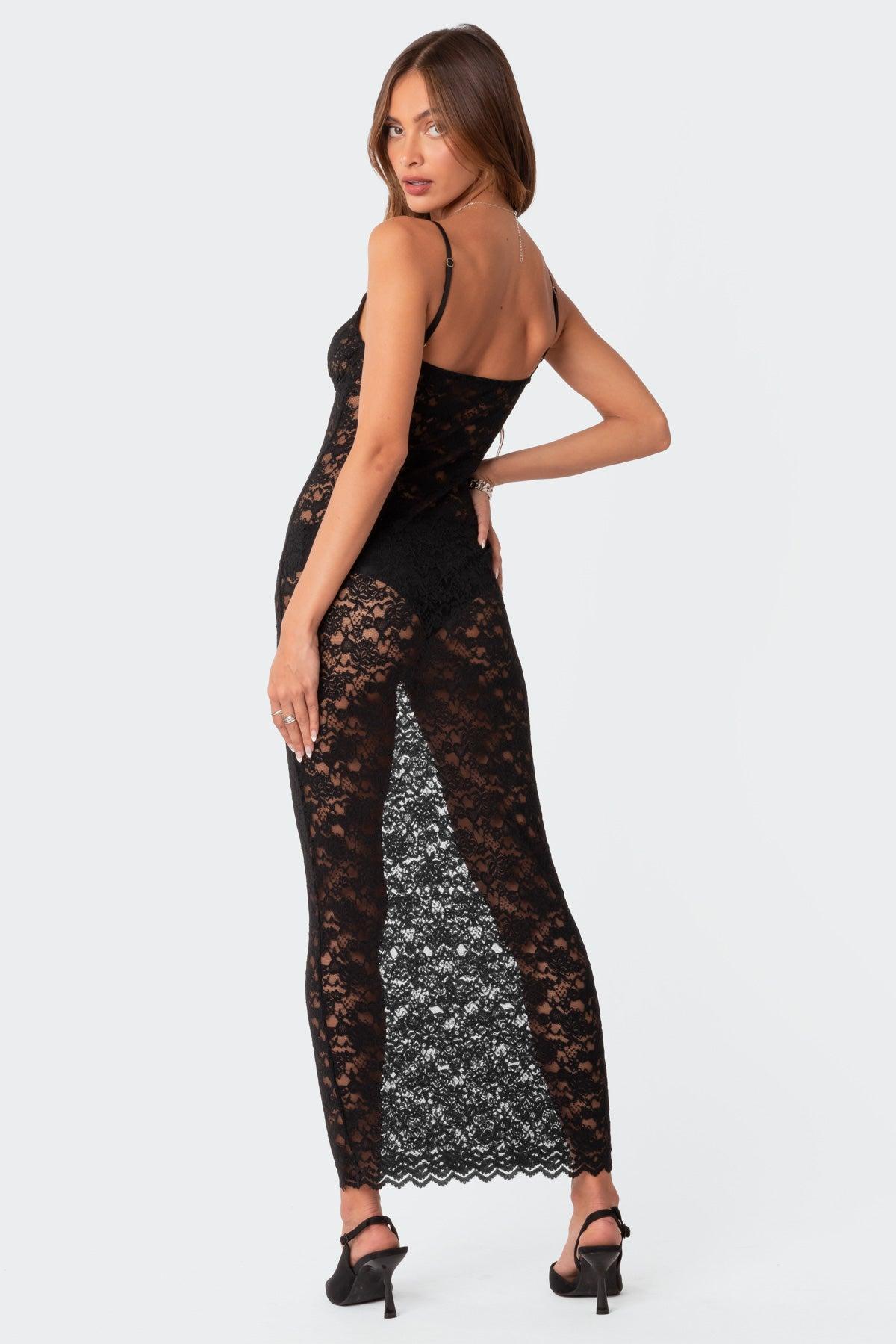 Xandra Sheer Lace Maxi Dress Product Image