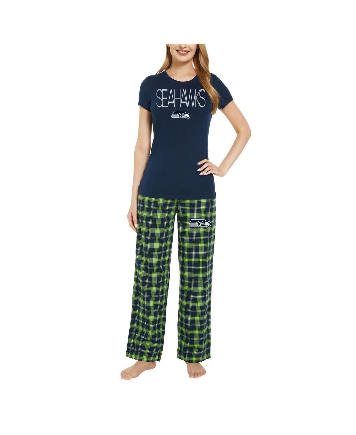 Womens Concepts Sport Navy Seattle Seahawks ArcticT-shirt and Flannel Pants Sleep Set - Navy Product Image