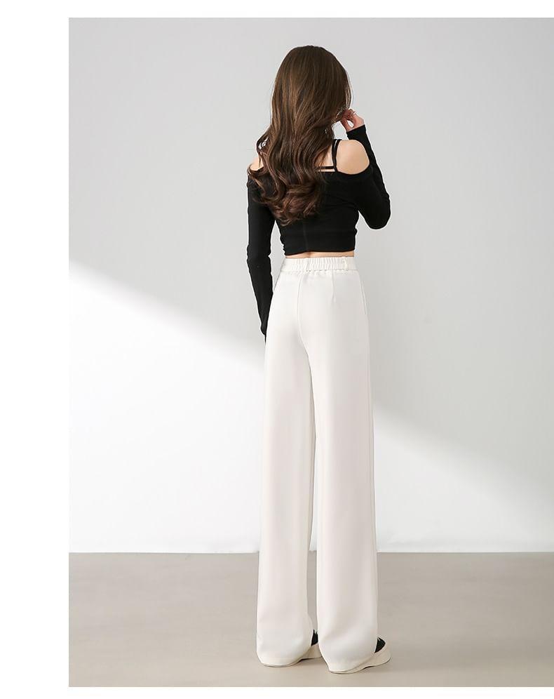 High Waist Plain Slacks (Various Designs) Product Image