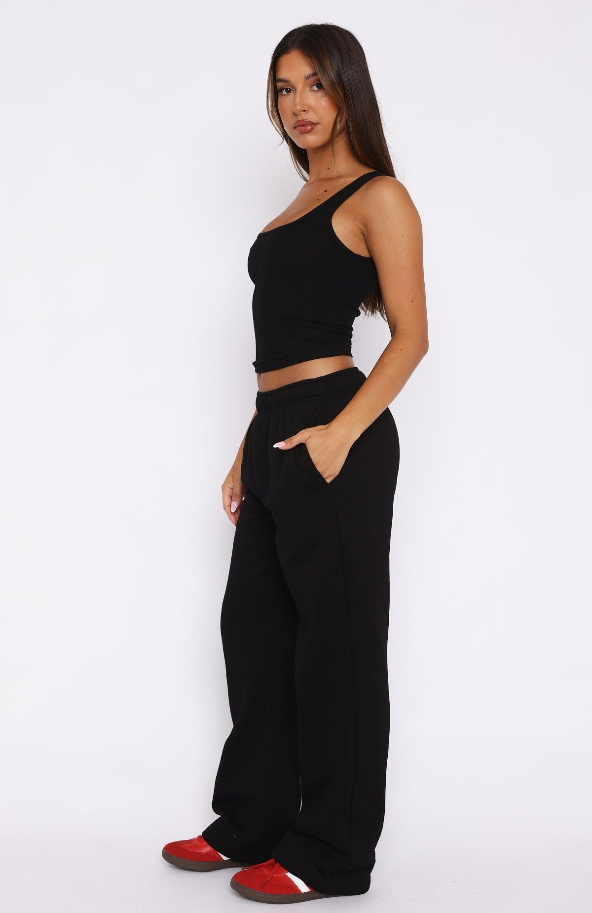 No Excuses Wide Leg Sweatpants Black Product Image