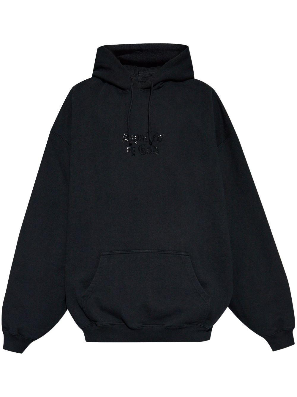 Logo-print Cotton Hoodie In Black Product Image