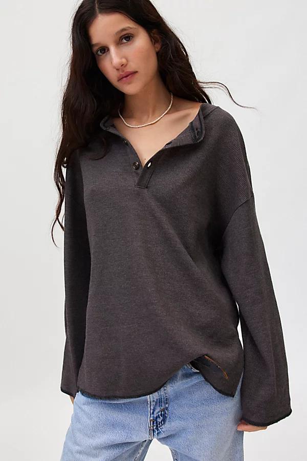 BDG Theo Oversized Waffle Knit Long Sleeve Tee Womens at Urban Outfitters Product Image