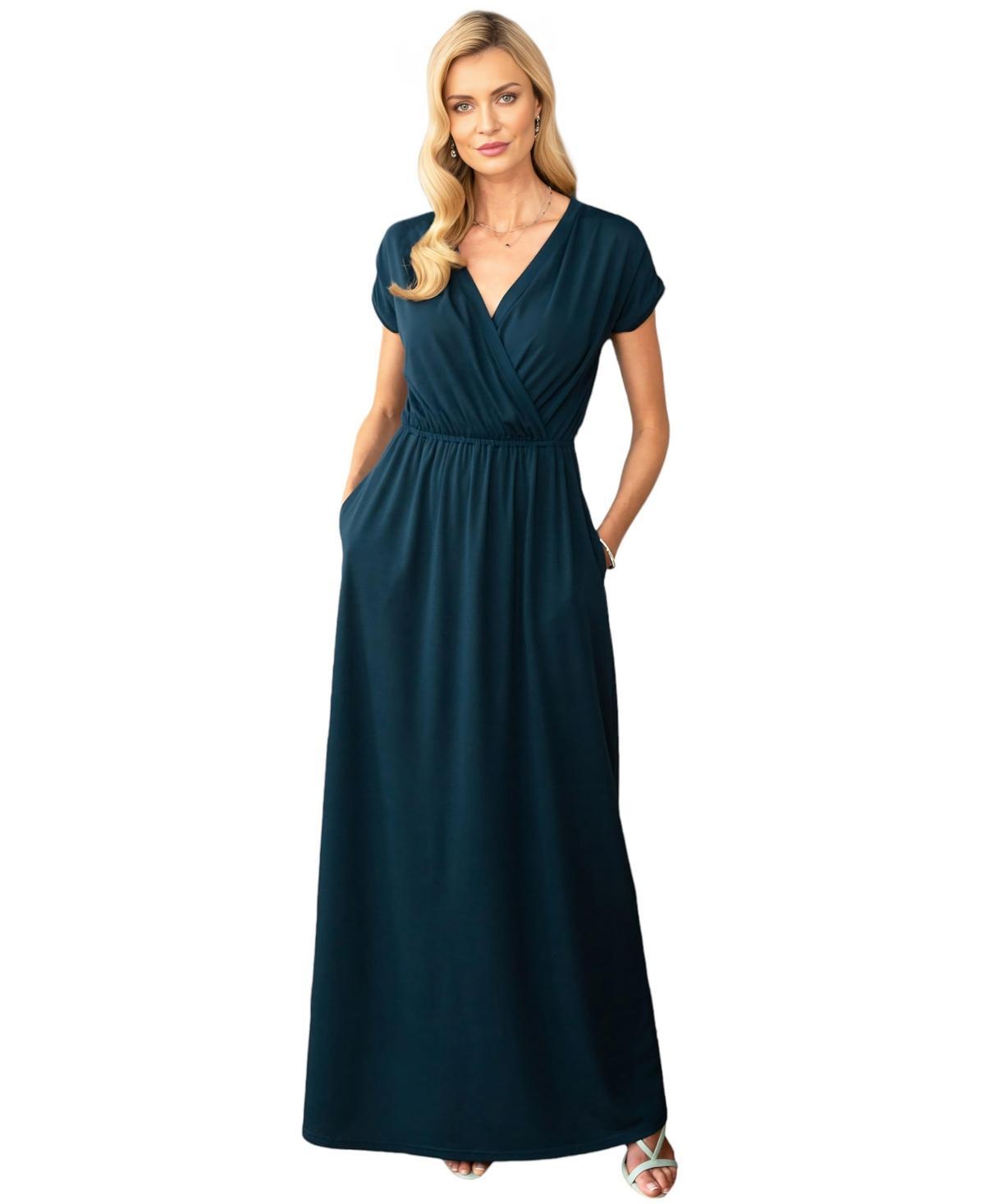 Hotsquash London Womens V-Neck Maxi Dress with Short Sleeves Product Image