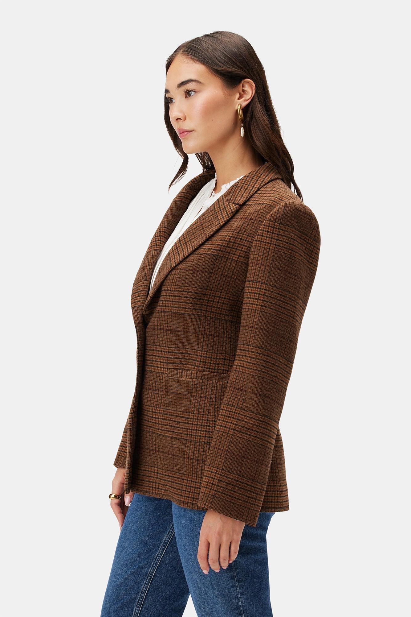 Tobie Single Breasted Blazer - Rust Plaid - ReAmour Product Image