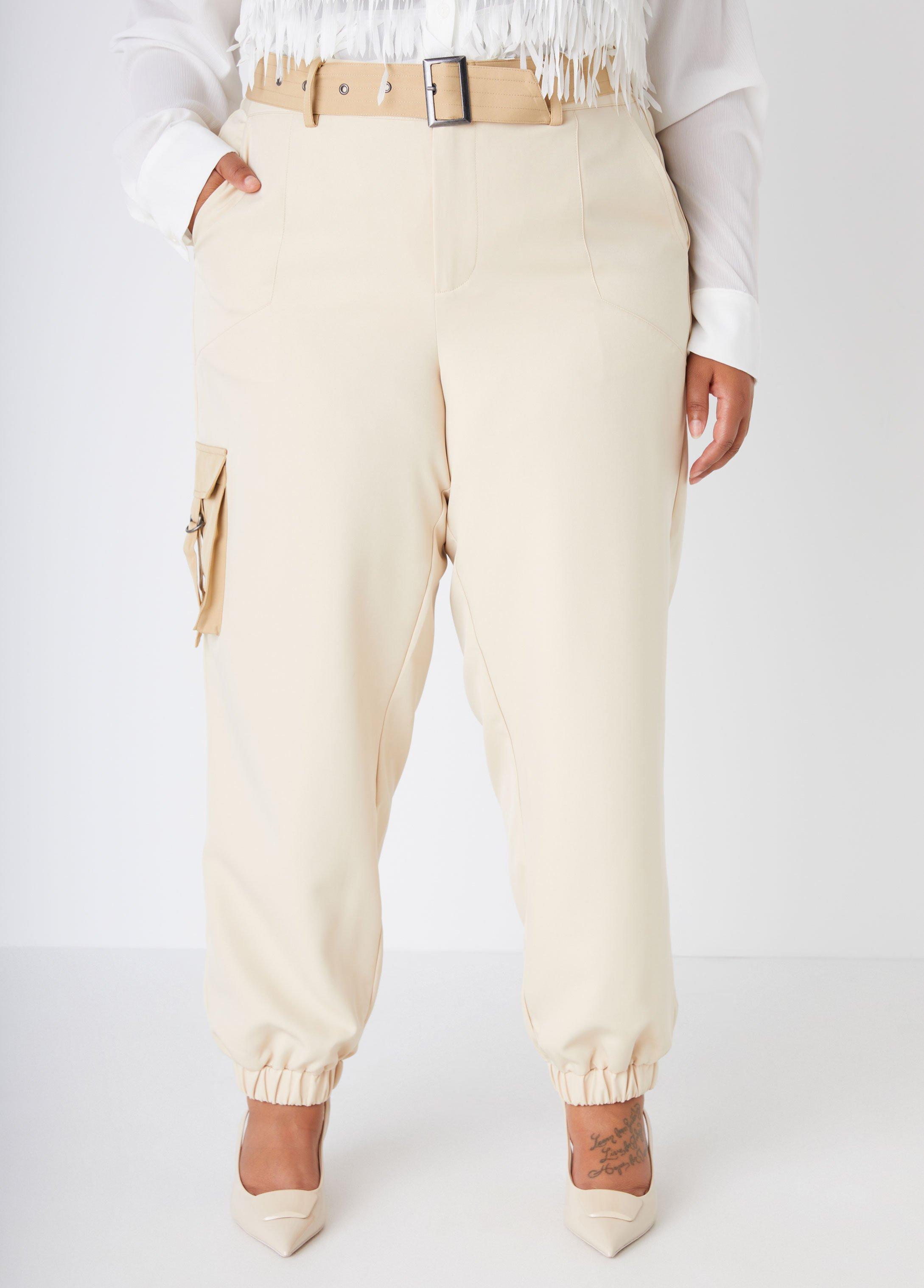 Belted Two Tone Cargo Joggers Product Image