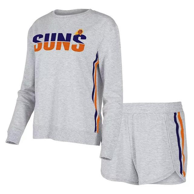 Womens Concepts Sport Gray Phoenix Suns Cedar Long Sleeve T-Shirt & Shorts Sleep Set Product Image