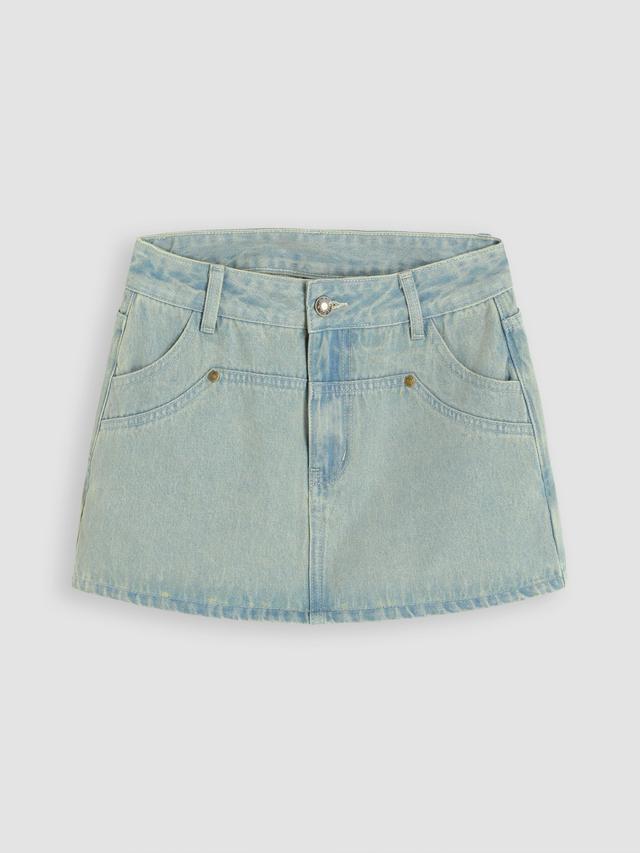 Denim Mid Waist Mini Skirt Product Image