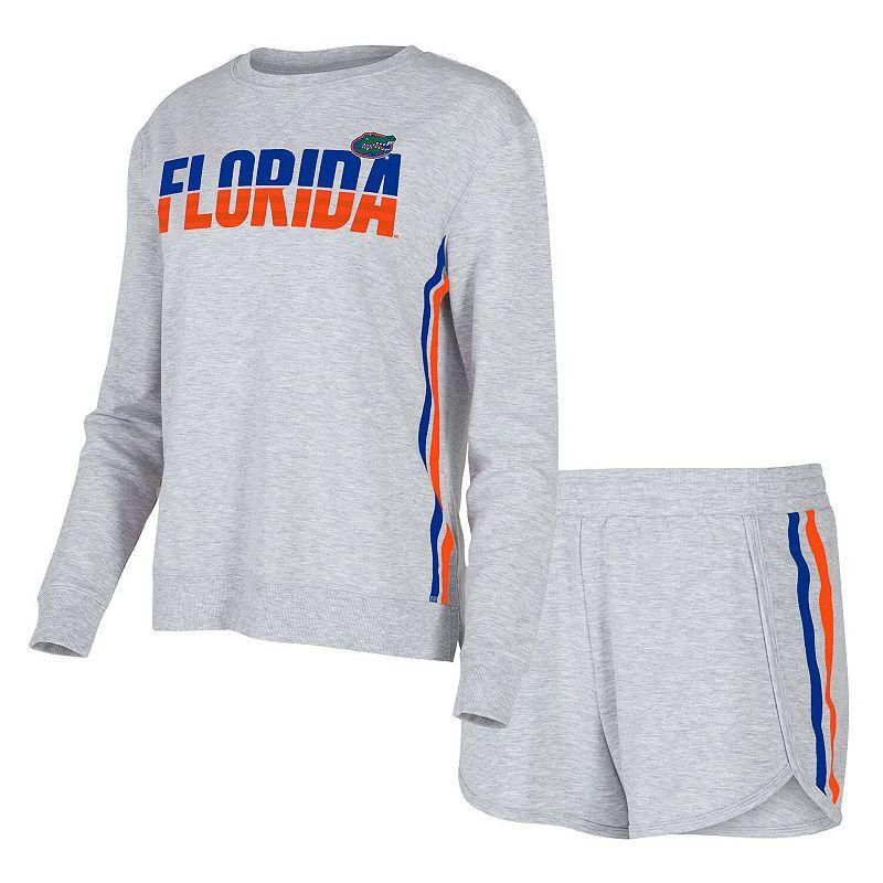 Womens Concepts Sport Gray Florida Gators Cedar Tri-Blend Long Sleeve T-Shirt & Shorts Sleep Set Product Image