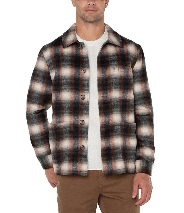 Liverpool Los Angeles Long Sleeve Plaid Patch Pocket Shirt Jacket Product Image