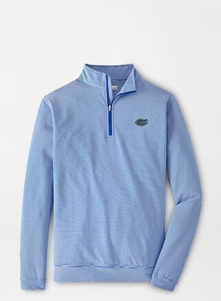 Peter Millar Mens Florida Perth Sugar Stripe Performance Quarter-Zip | Color: Blue / White | Size: 3XL | UF Product Image