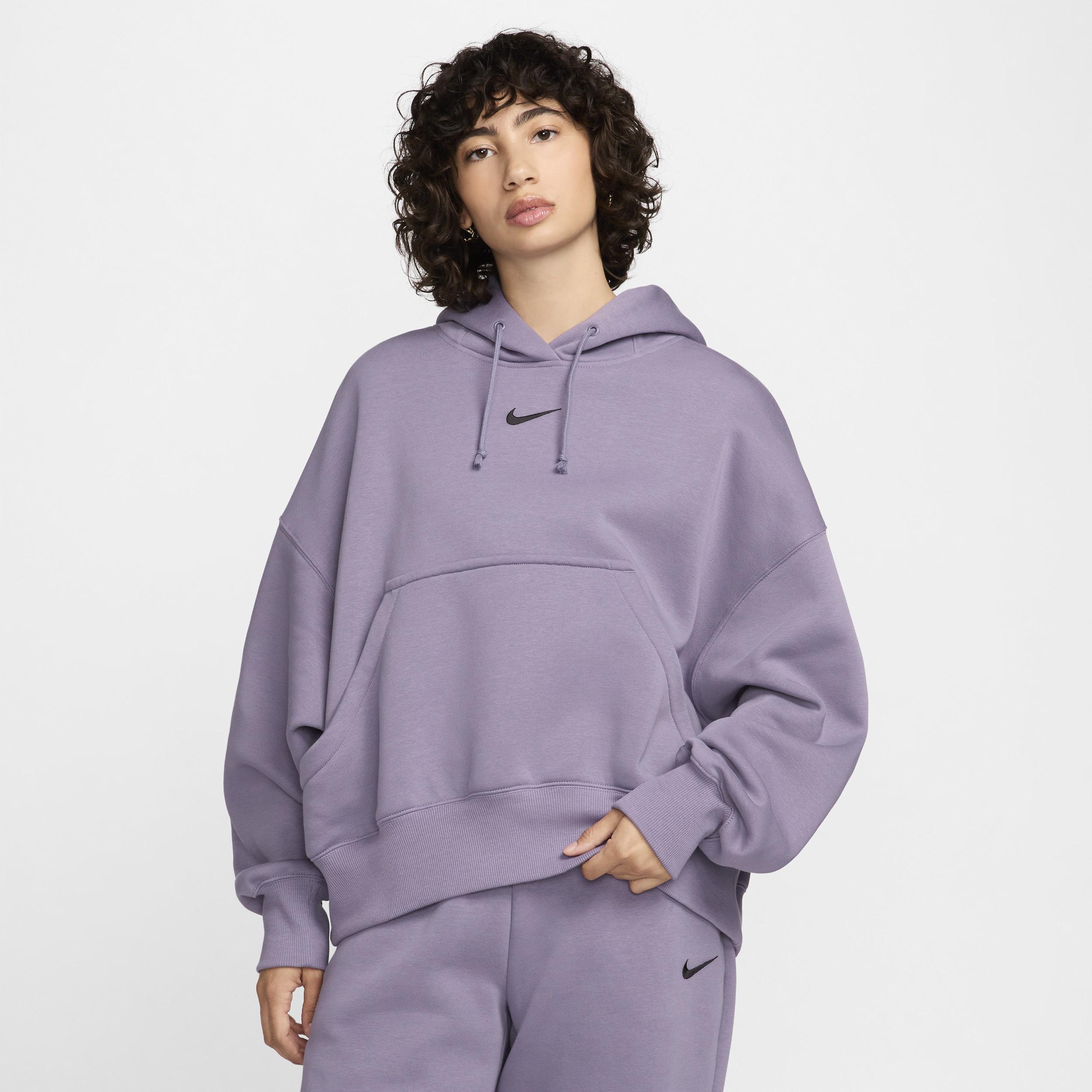 Nike Womens PHNX Fleece OS Pullover Hoodie - Sail/Armory Navy Product Image