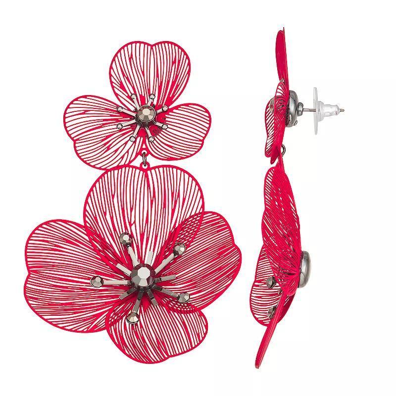 Simply Vera Vera Wang Red Flower Double Drop Earrings, Womens Product Image