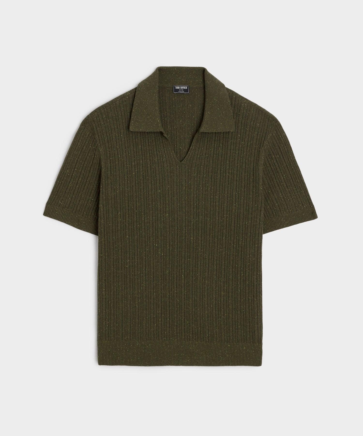 Silk Donegal Montauk Polo in Dark Moss Product Image