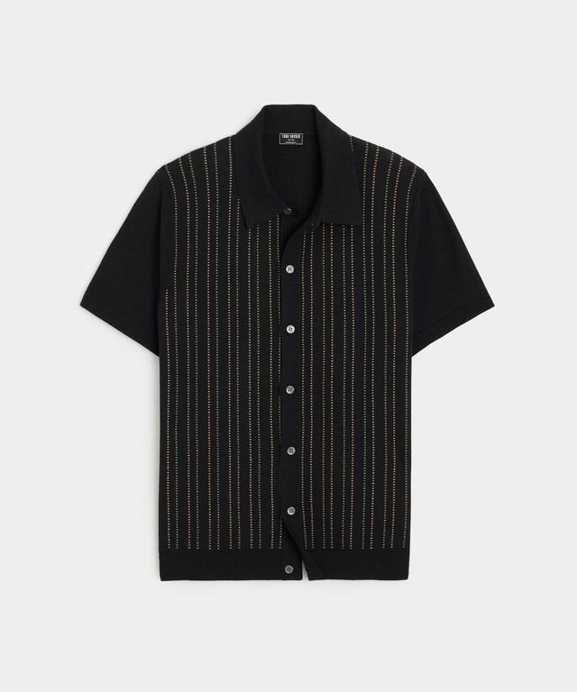 Pinstripe Full-Placket Polo Product Image