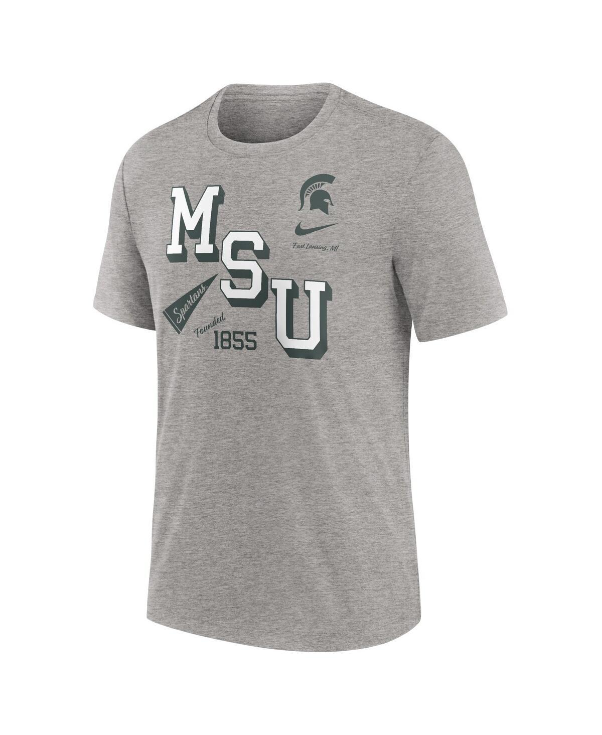 NIKE Men's Heather Gray Michigan State Spartans Blitz Roll Call Tri-blend T-shirt Product Image