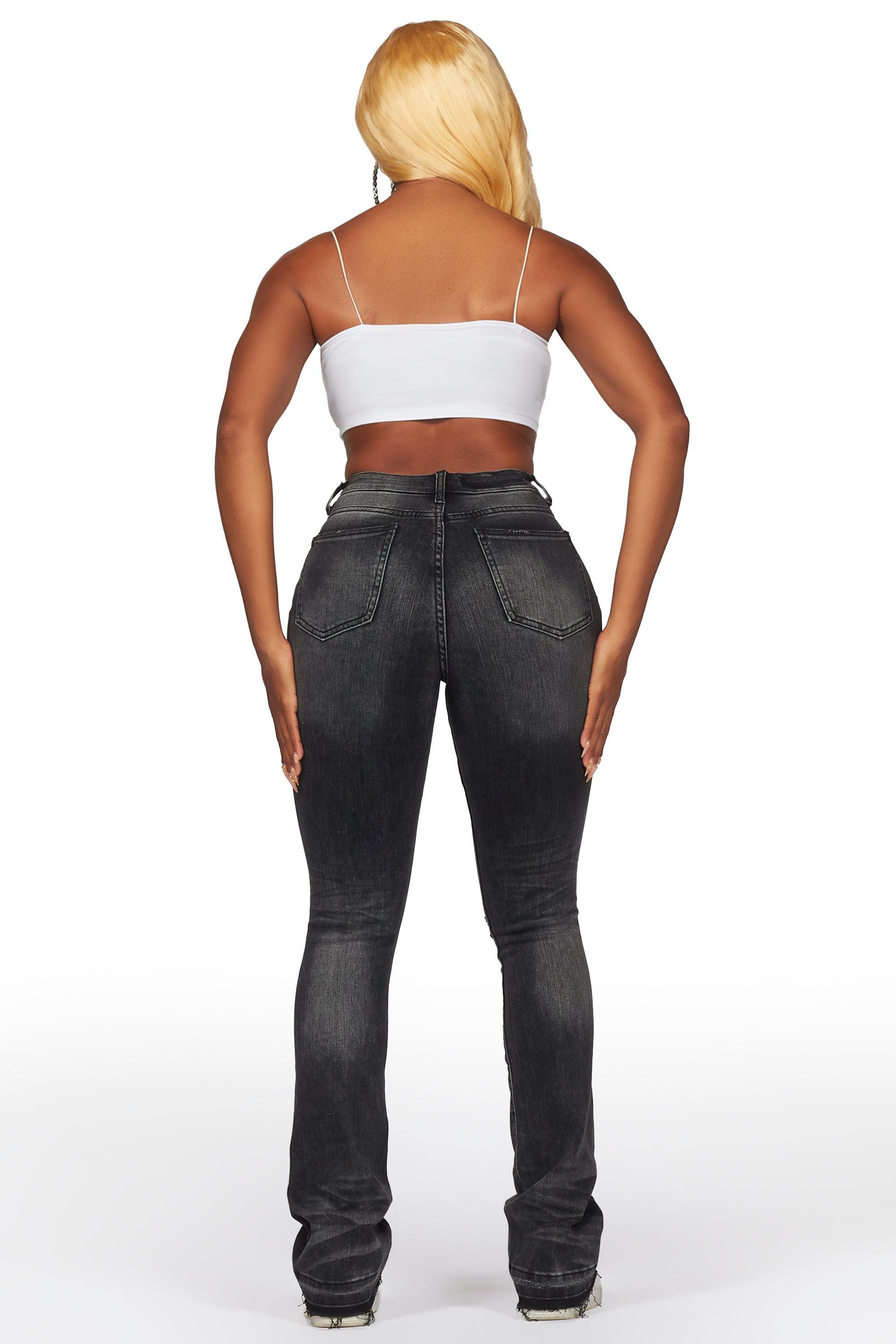 Leilany Black Stacked Flare Jean Female Product Image