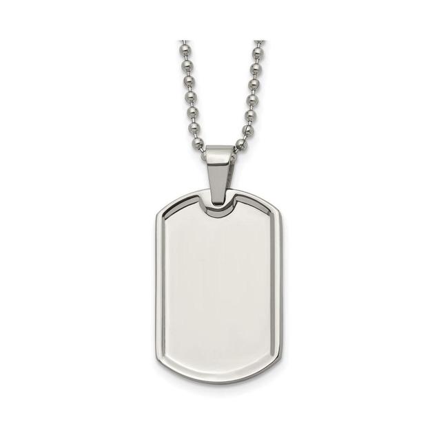 Chisel Stainless Steel Polished Dog Tag on a Ball Chain Necklace Product Image