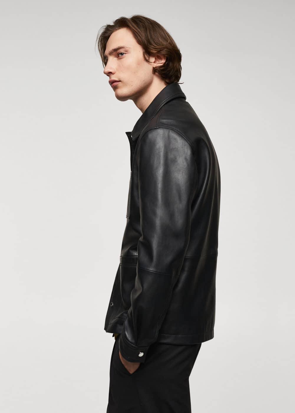 MANGO MAN - 100% nappa leather jacket blackMen Product Image