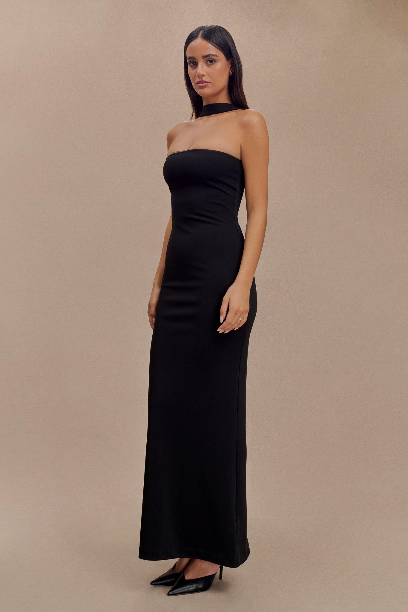 Amelita Suiting Halter Midi Dress - Navy Product Image