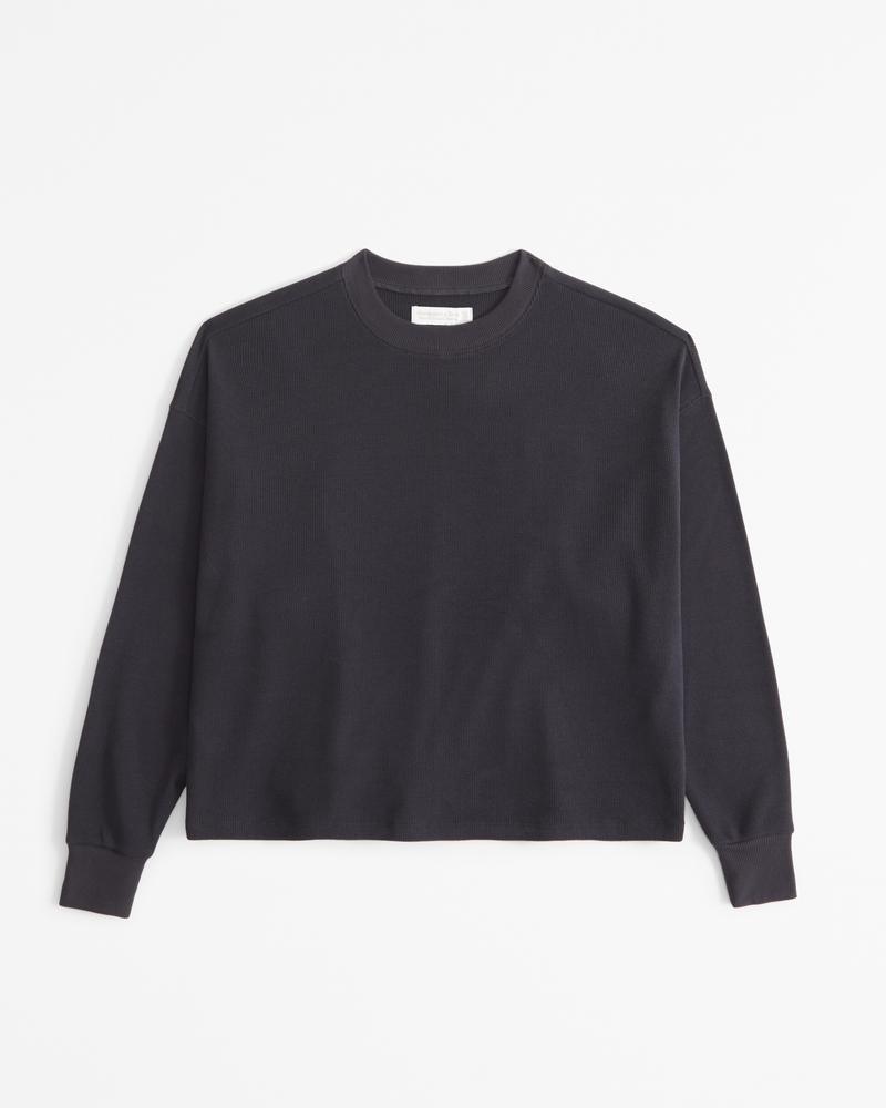 Long-Sleeve Oversized Lounge Waffle Tee Product Image