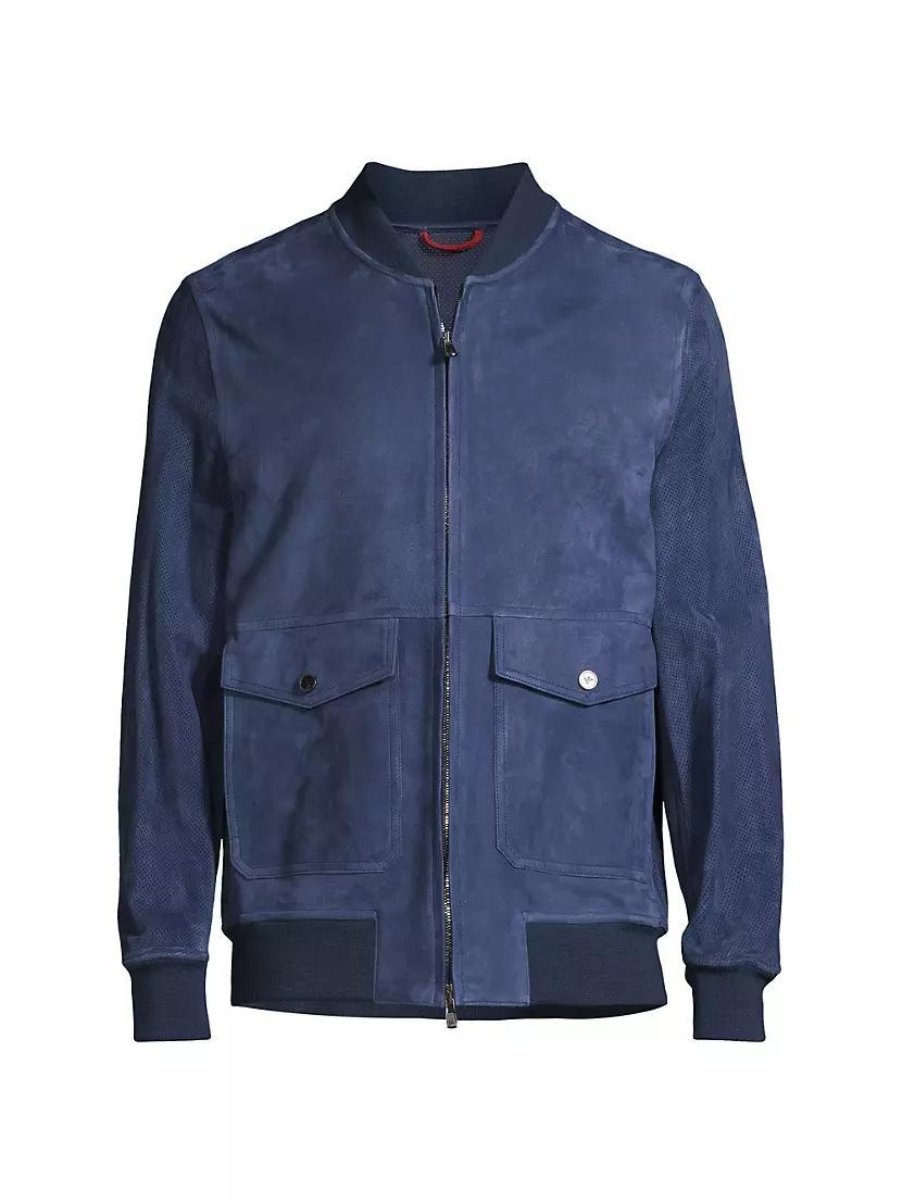 Perforated Suede Bomber Jacket Product Image