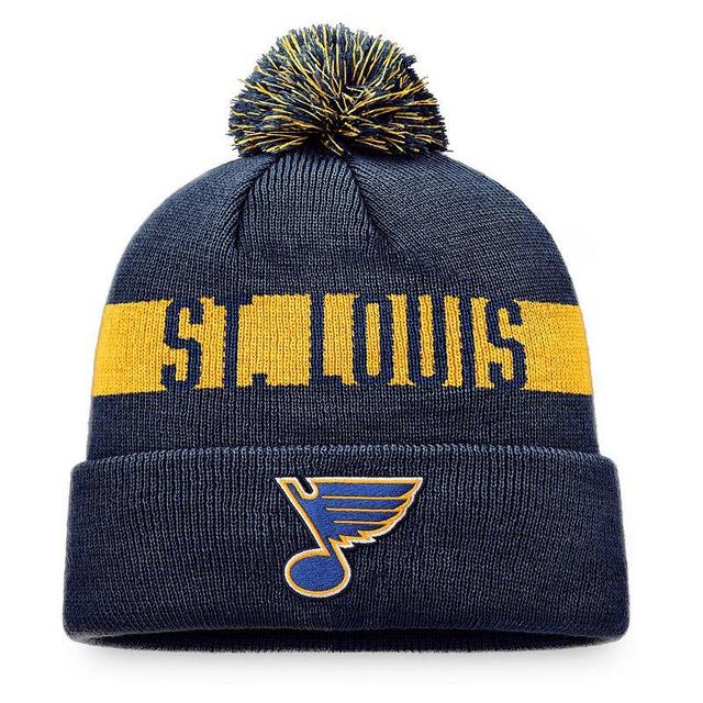 Mens Fanatics Branded St. Louis Blues Fundamental Patch Cuffed Knit Hat with Pom Product Image