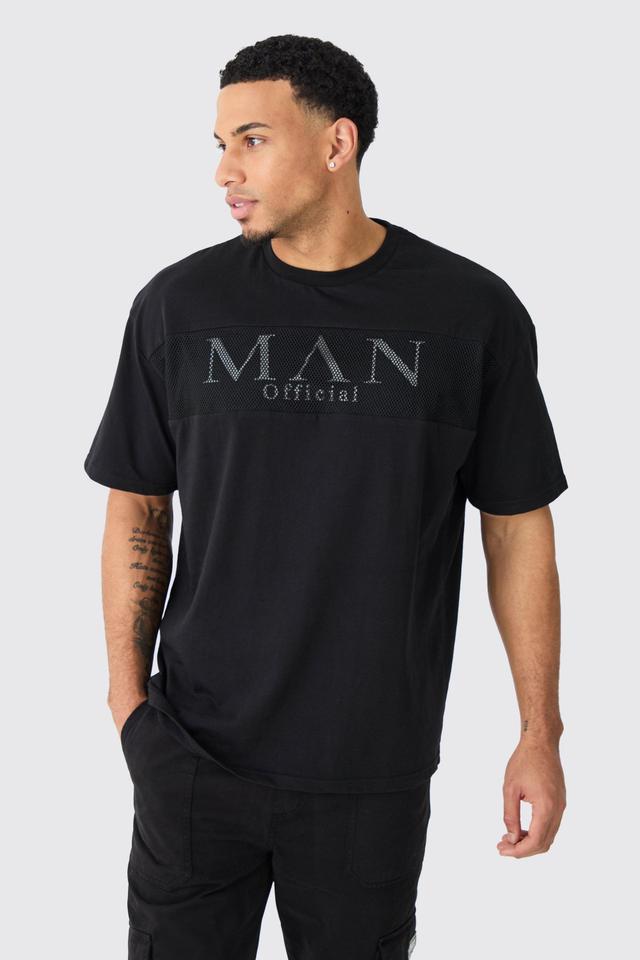 Mens Black Oversized Man Official Mesh Layer T-shirt, Black Product Image