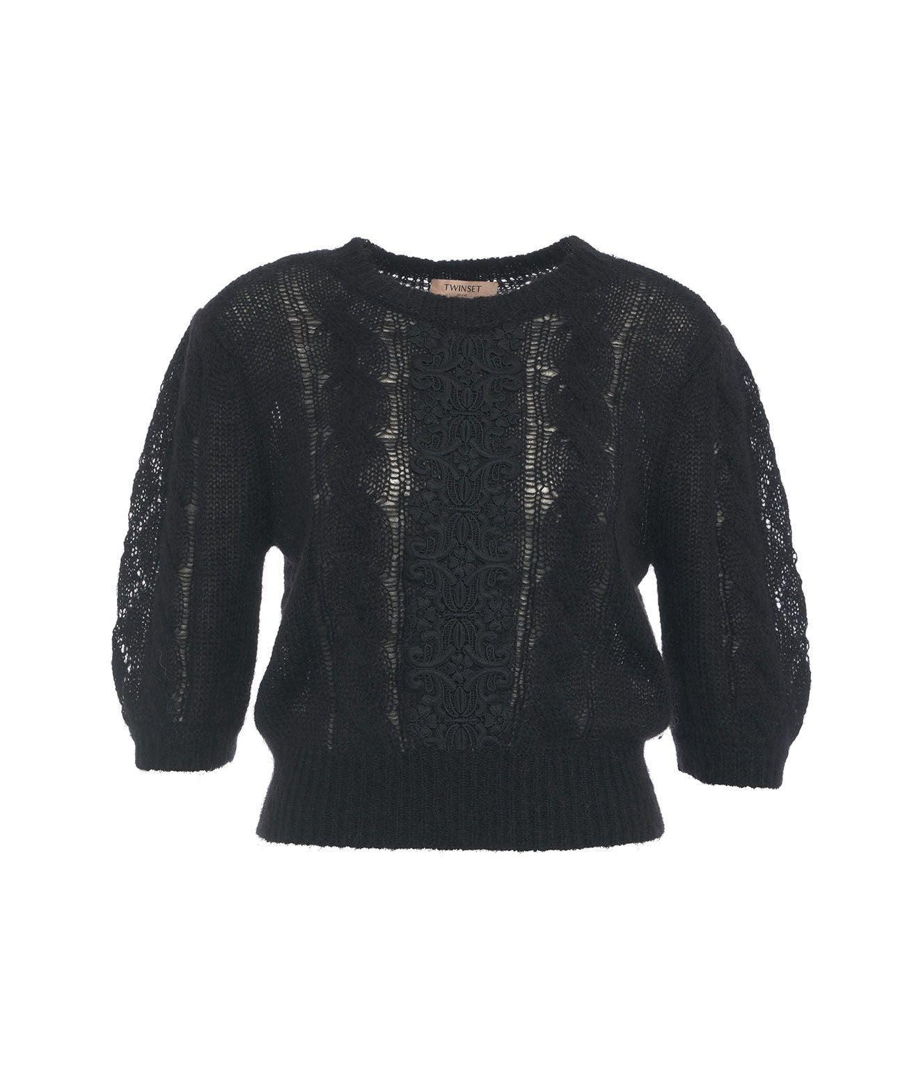 Maglia in misto mohair con pizzo Female Product Image